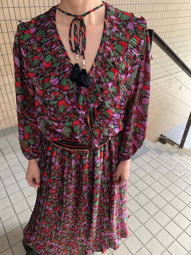 80s vintage long dress by indigo lites ヴィンテージワンピース 