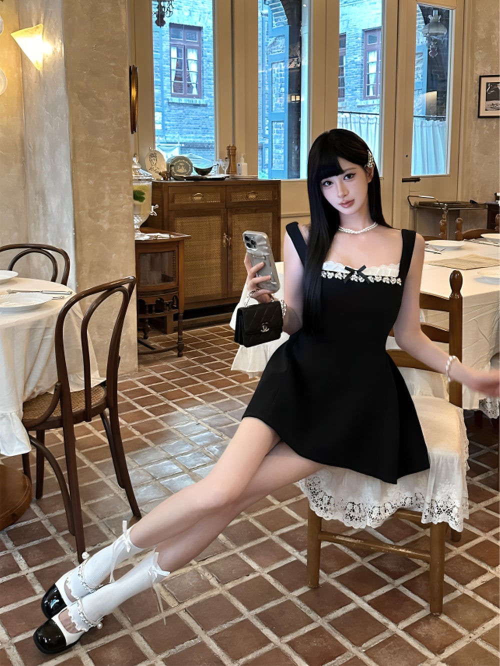 Glam Lipsレイヤーライク RIB KNIT ワンピース　新品！ レイヤーライク Rib KNIT ワンピース