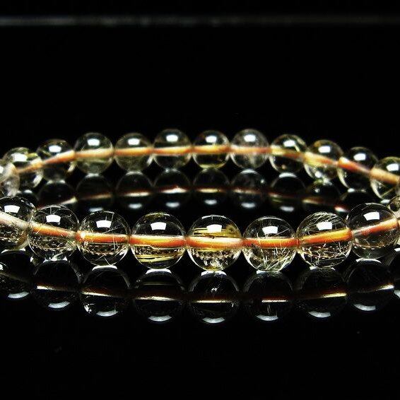 ルチルクォーツ ブレスレット 7mm タイチンルチルクォーツ タイチンルチル 一点物 メール便可 [M便 1/10] 111-48940