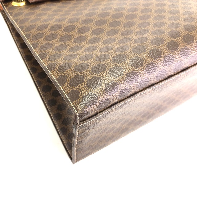 CELINE セリーヌ　マカダム　マンテル　両サイドチェーン　ケリー　ハンドバッグ　ブラウン　vintage　ヴィンテージ　オールドセリーヌ　c8wfsm