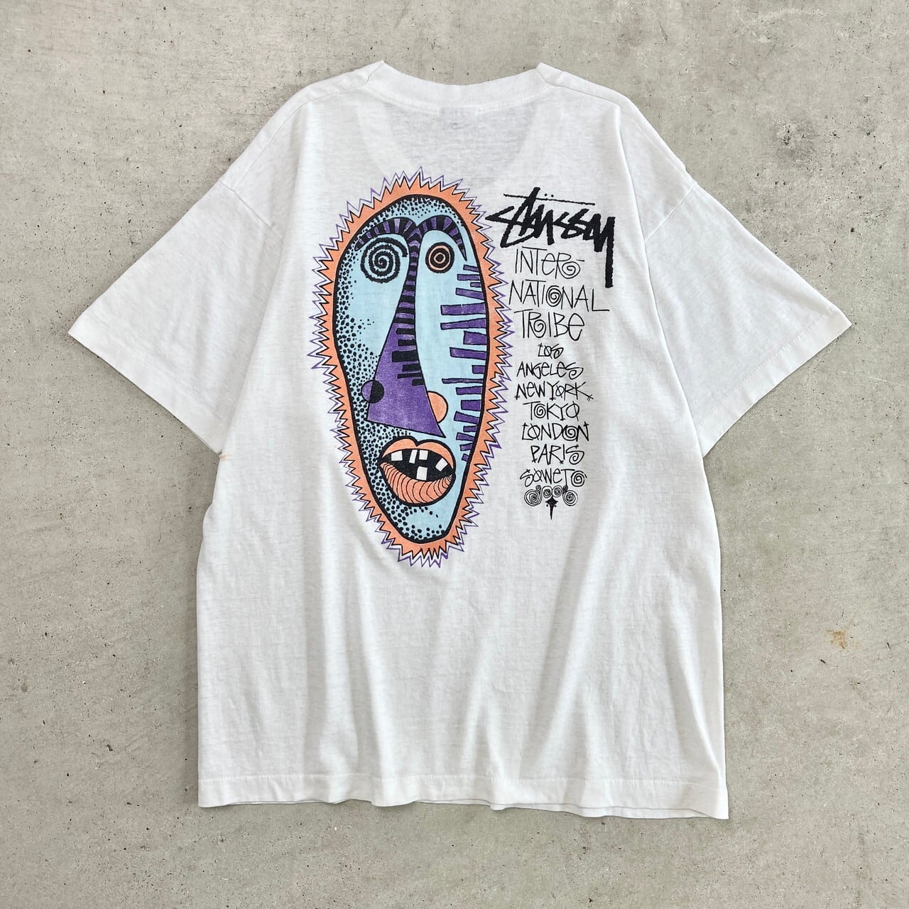 80s〜90s ステューシーUSA製モックネックXL相当Sロゴ刺繍 