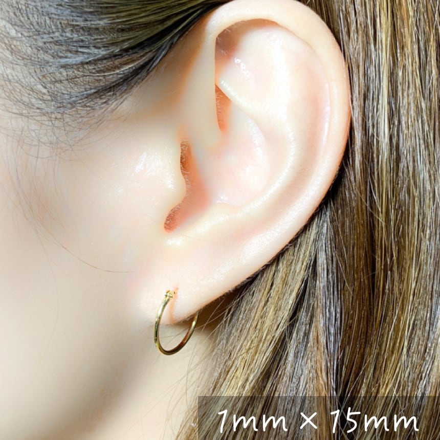 フープピアス K18YG（イエローゴールド）1mm×15mm | 山城時計店