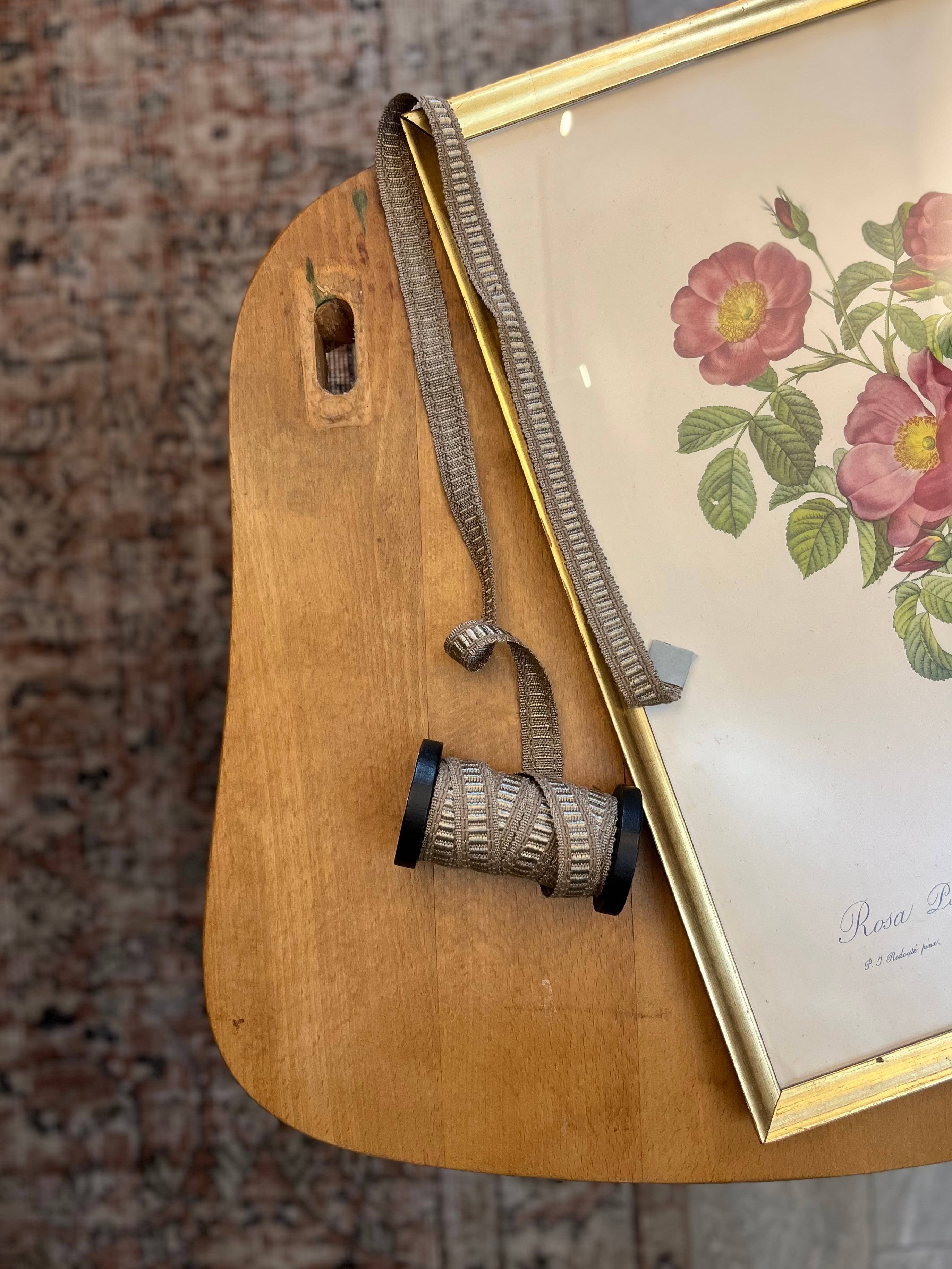 【フランス製 ヴィンテージ ブレード】織り柄リボン 4.ベージュ 幅約15mm レーヨン素材/手芸・ハンドメイド・インテリアに最適