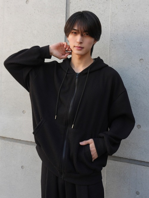 【ALUDE SELECT】rib flow warm hoodie（3color）