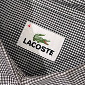 LACOSTE ギンガムチェック BD ボタンダタン 長袖シャツ 4/ブラック×ホワイト メンズ