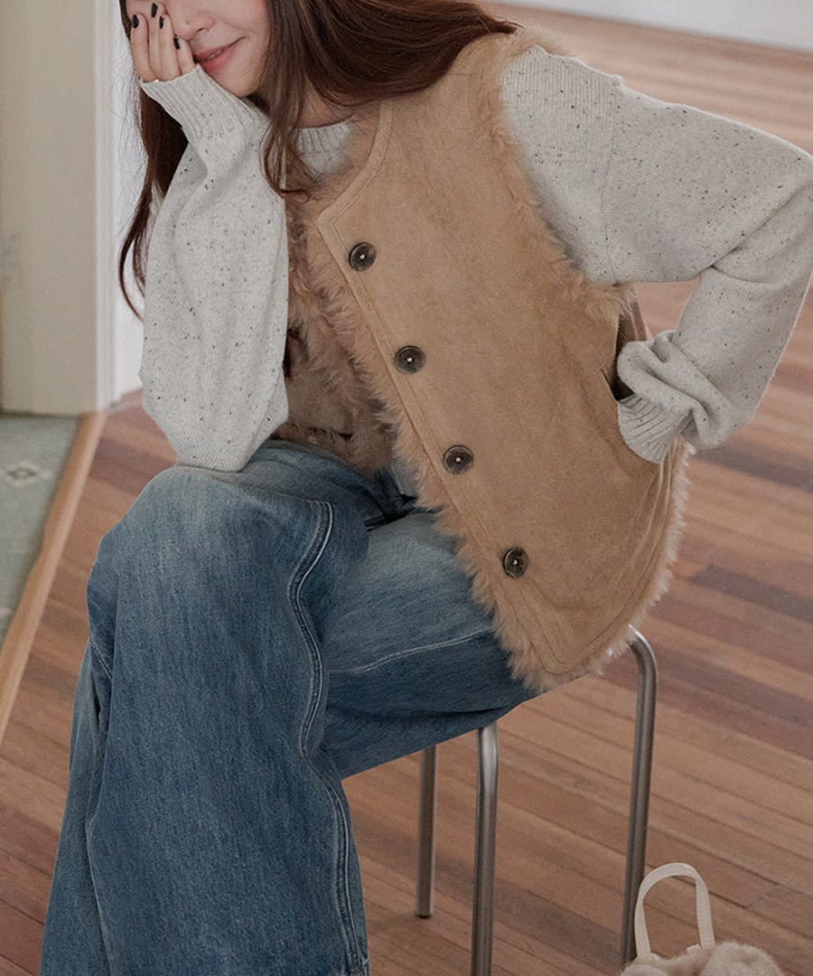 ゆったりフィットエコファー◆リバーシブルベスト【a-50413】