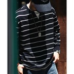 Half-Zip Border Long Sleeve Pullover ◇2color H0875