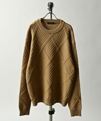 VOLUNTAS Diamond pattern jacquard knit crew neck (BEG) 325002