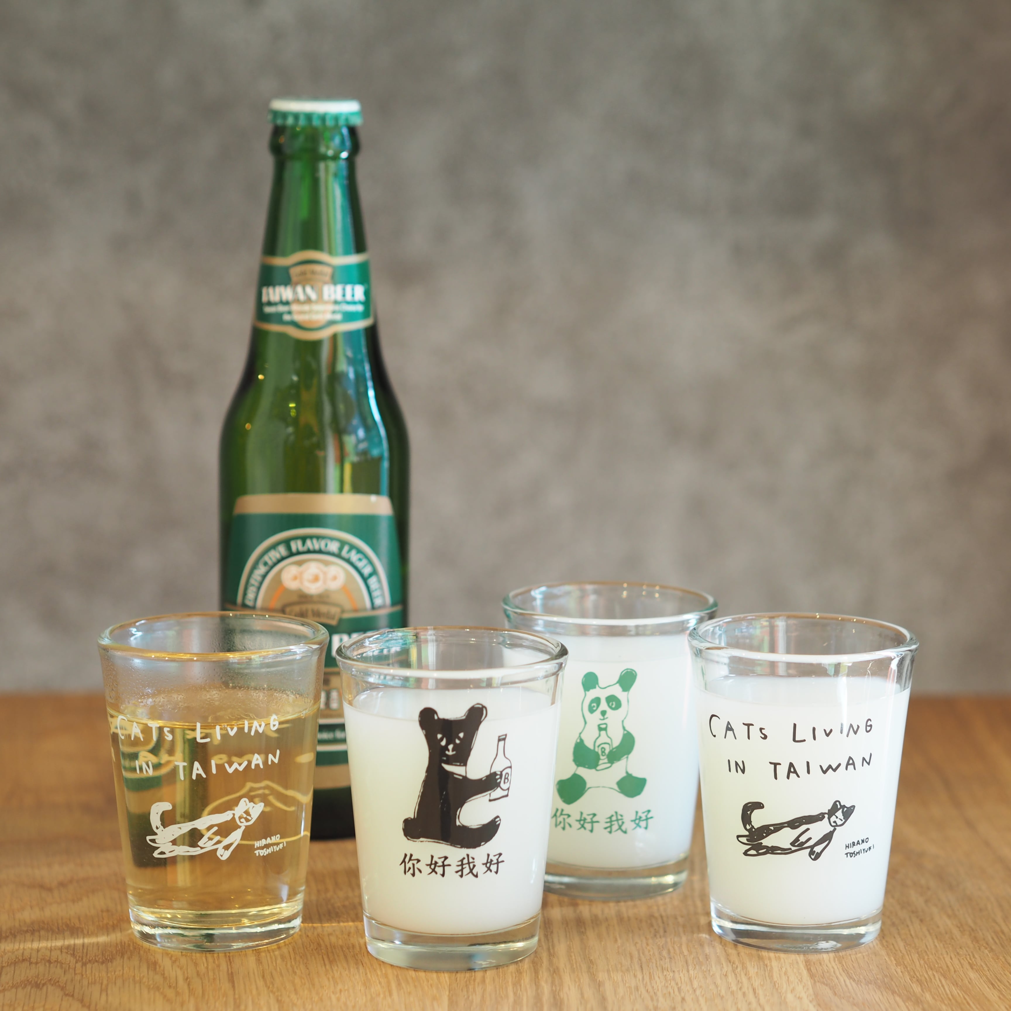 你好我好】台湾ビールグラス（熊、パンダ、黒猫、白猫） | 台湾茶藝館