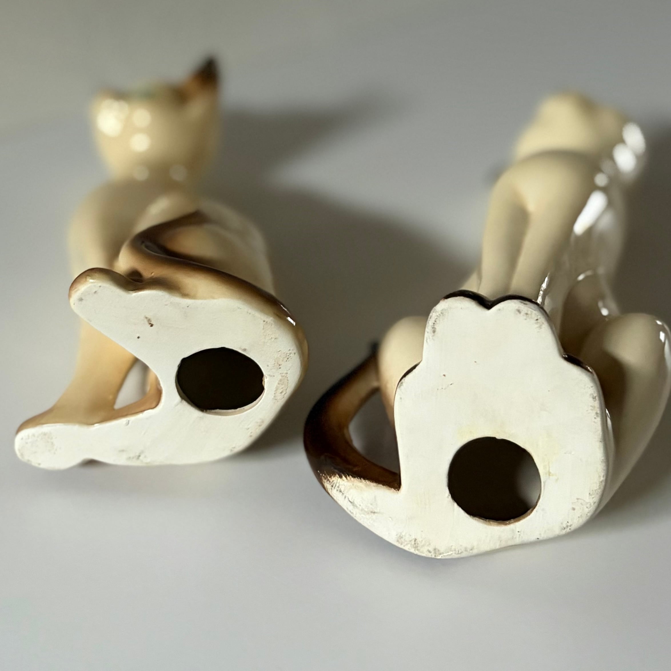 シャム猫の置物 ペア 陶器製 ヒビあり◇昭和レトロ | 古家具古道具kuon