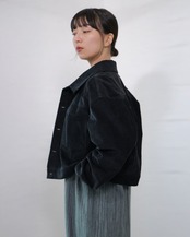 kujaku - J-106 Cropped Corduroy Jacket :Black|広畝コーデュロイ/コットンリネン/硫化染め/クロップド