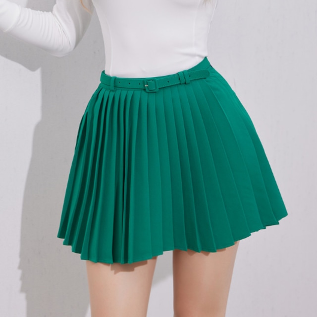 Unbalanced Pleats Skirt(Green)