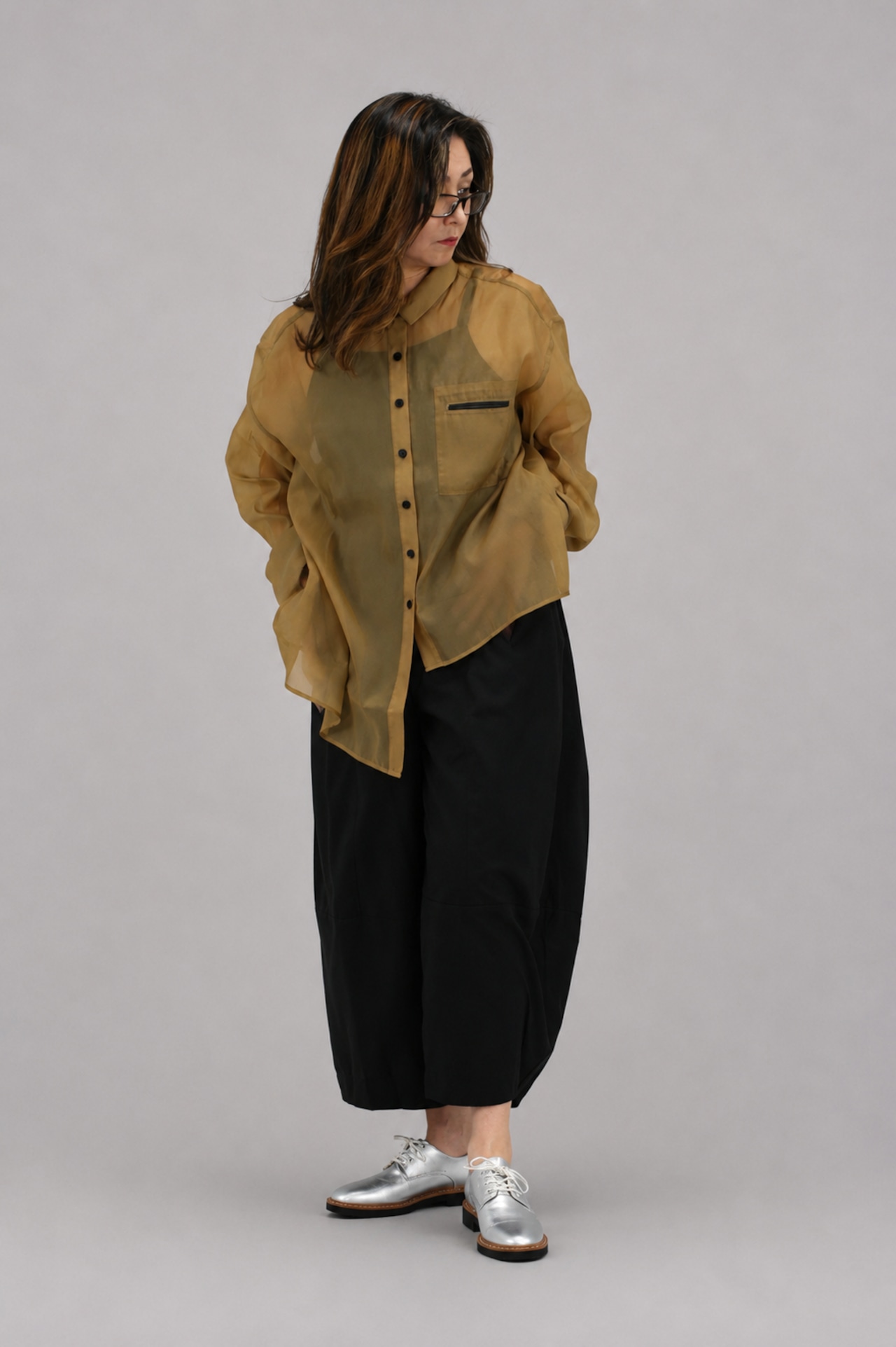 【Parc.1】Sheer Asymmetry Shirt(108-066315)