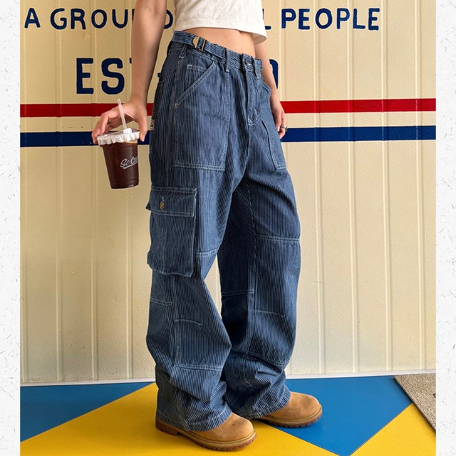 マルチポケットストライプデニム　R00832