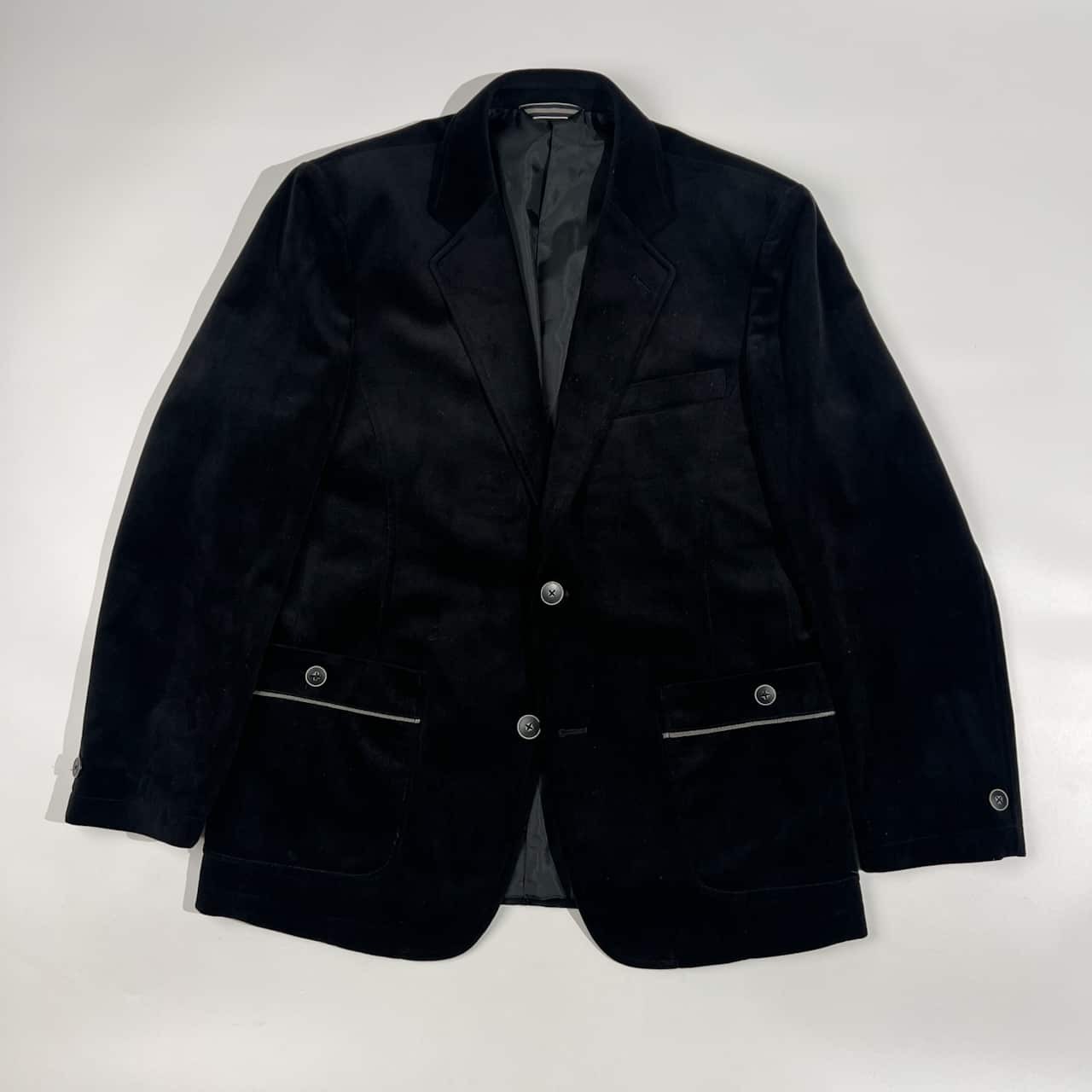 上下 PAGERO パジェロ セットアップ ベロア ベルベット テーラードジャケット スラックス スーツ 上(M)下(82)/ブラック メンズ