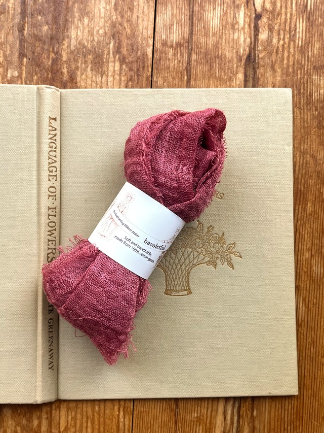 【ガーゼ リボン】  ダークピンク／コットン素材 7cm×180cm（手芸・装飾・ギフトに）