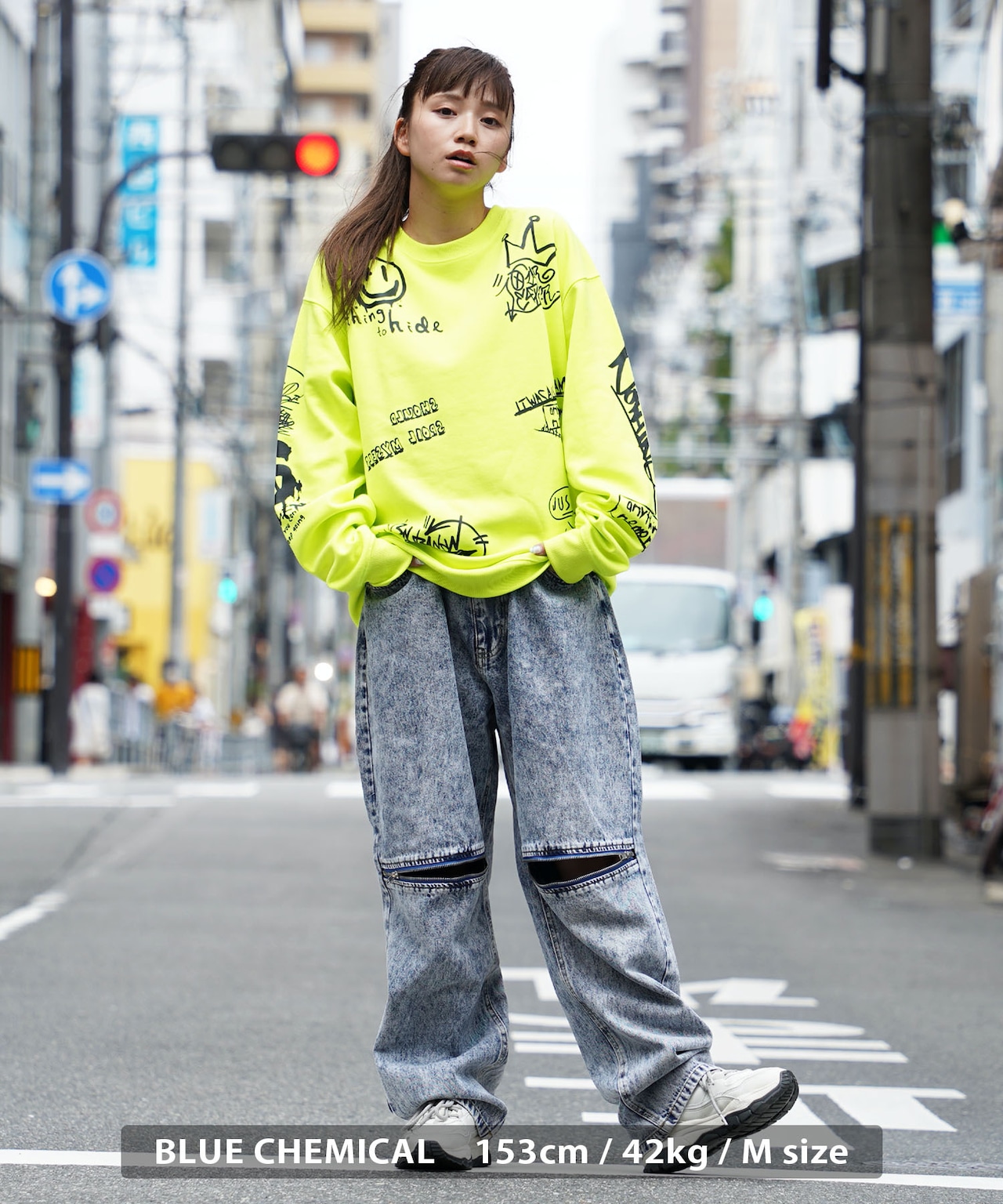 ◆膝ZIP ワイドバギーパンツ◆wi-717088