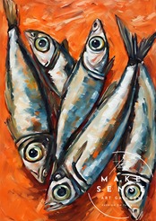 Silver Eyes｜オレンジとシルバーが輝くモダンポップアートポスター｜洗練された彩りでダイニングや店舗空間をスタイリッシュに演出A4ポスター