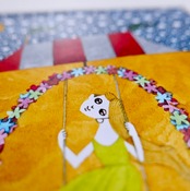 細川理衣　ガラスペン画 「花ブランコの娘」［2104200000285］