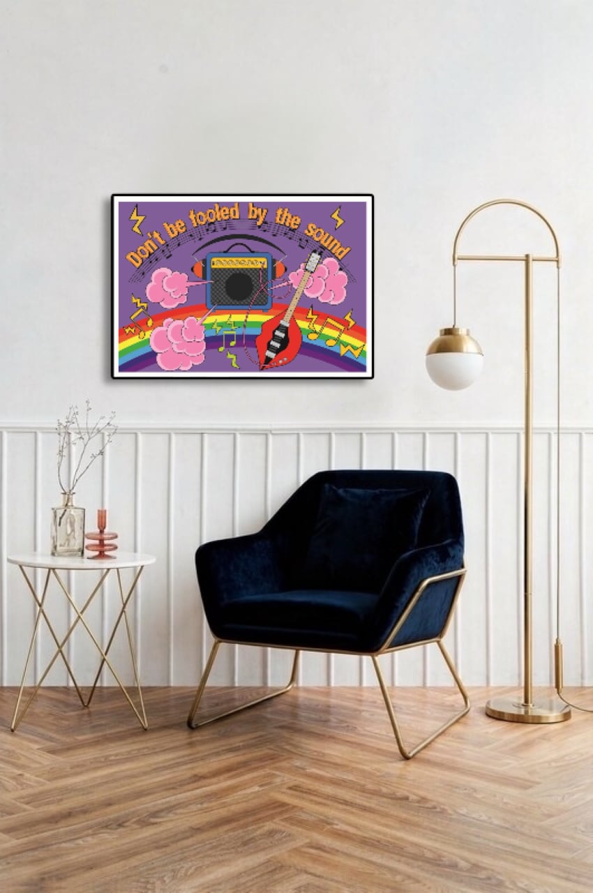 DHD(M)023【フレーム付きインテリアポスターA2　アンプ】