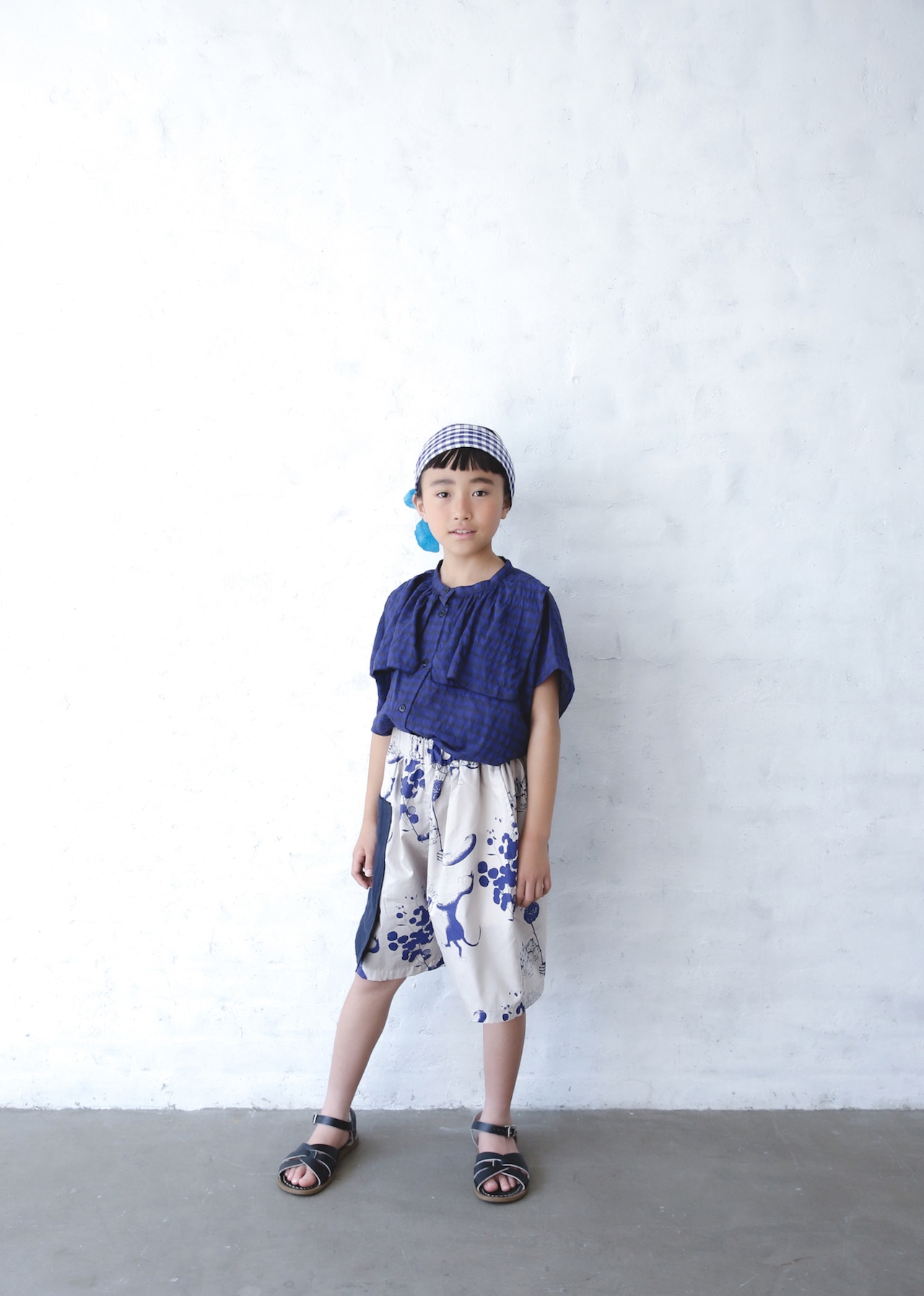 〈 michirico 24SS 〉 Souvenir three pocket pants / サファイアブル- / L (115-130)〜XXL (140-150)