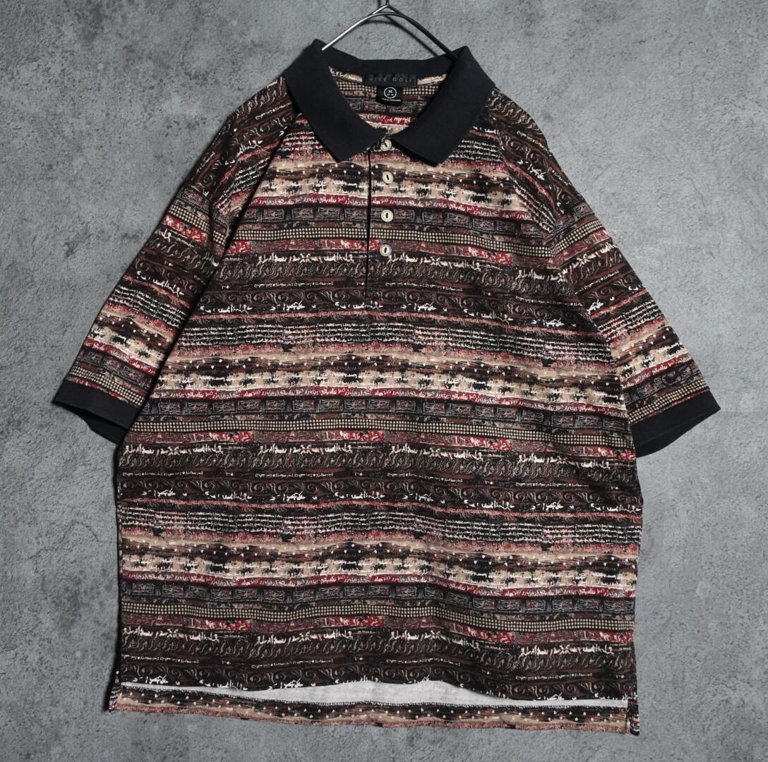 “NIKE GOLF” Border pattern polo shirt