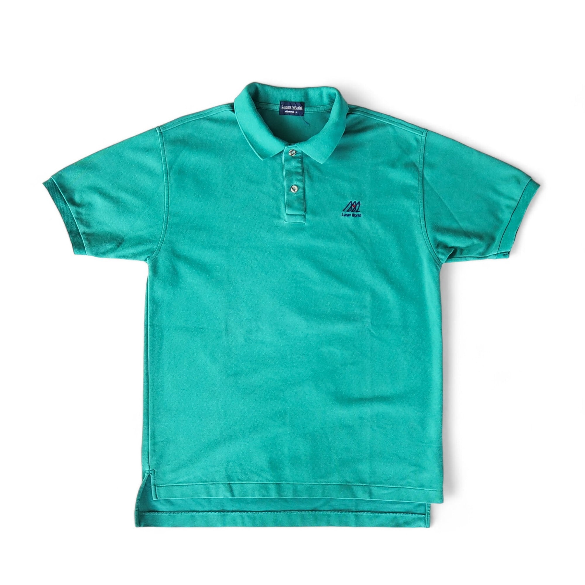 ポロシャツ ミントグリーン mizuno laser would サイズL 古着