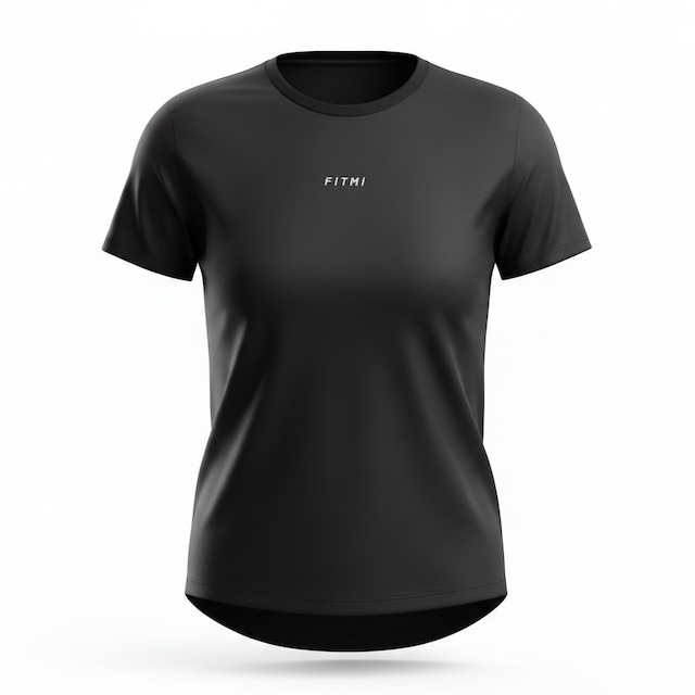 FITMI Relaxed FIT ステッチロゴクルーネックTシャツ 【ブラック・レディース】