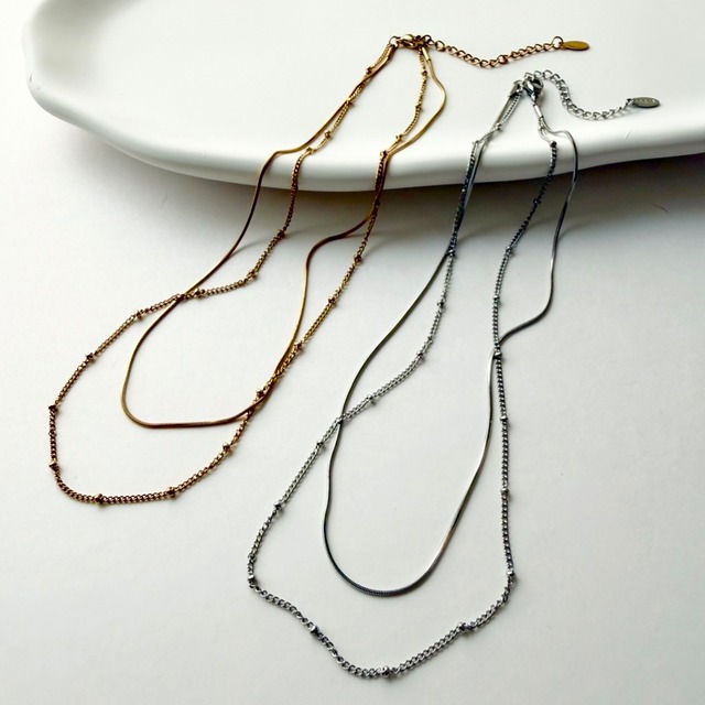 stainless steel double necklace ステンレスネックレス