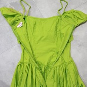 フラダンス 衣装 CC Fashions CCファッション ワンピース ドレス グリーン系 レフア柄 緑 黄 フリル フラ ダンス ダンス衣装 イベント ステージ ハワイアン アロハ かわいい 華やか おしゃれ 花 花柄 イエロー系