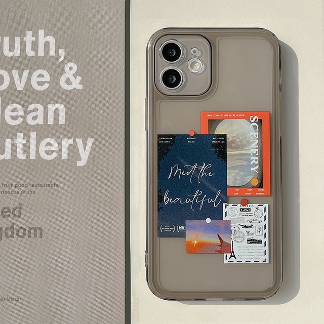 【新型iPhone15対応】スタイリッシュに決める◎ステッカー風 ブラッククリア 透明ケース オシャレ ユニセックス かっこいい スマホケース ND-15161