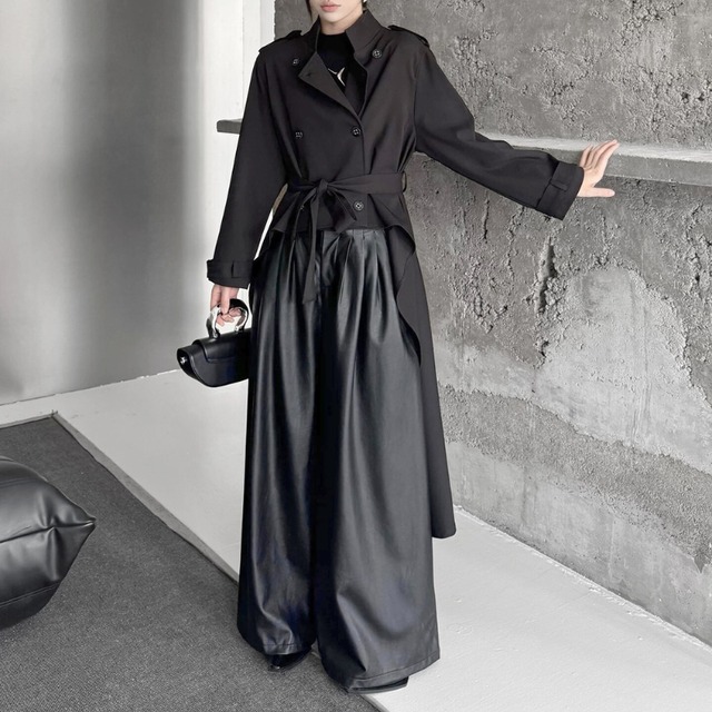 Asymmetric short trench coat C1317
