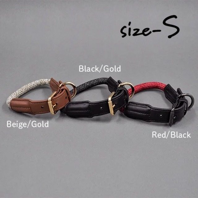 High5dogs Rope Collar - Red/BlackGold /Beige（S）