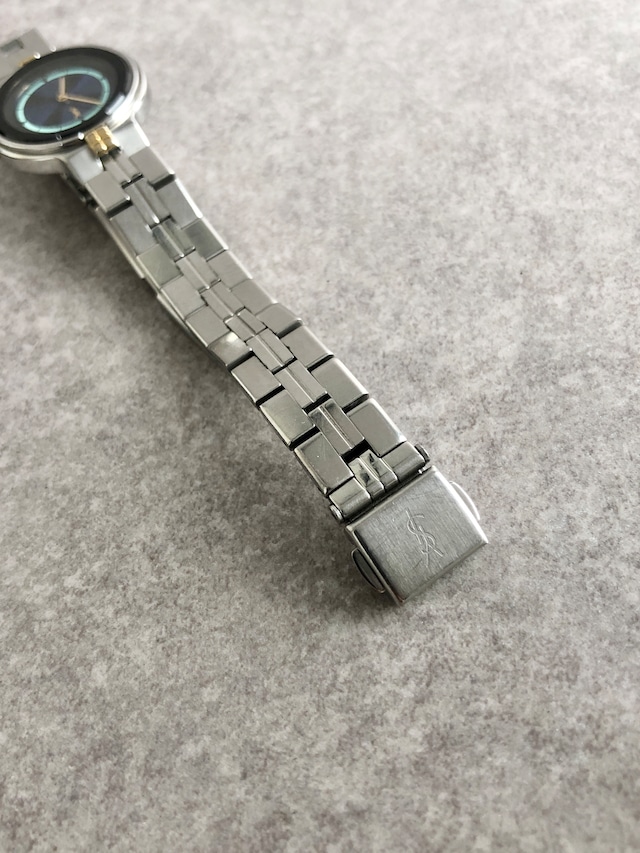 Yves Saint Laurent イヴ・サンローラン 腕時計 シルバー×ブルー YSL ステンレススチール コンビカラー vintage ヴィンテージ オールド 3x8viy