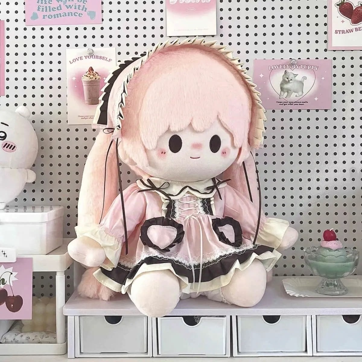 40cmぬいぐるみ用 かわいい 田園風 ワンピース+パンツ+ヘアバンド 着せ
