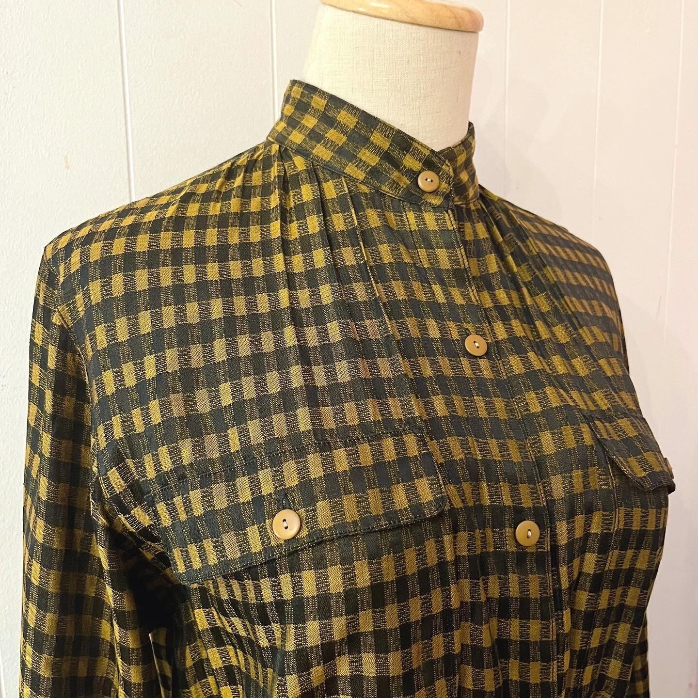 yellow black check one-piece