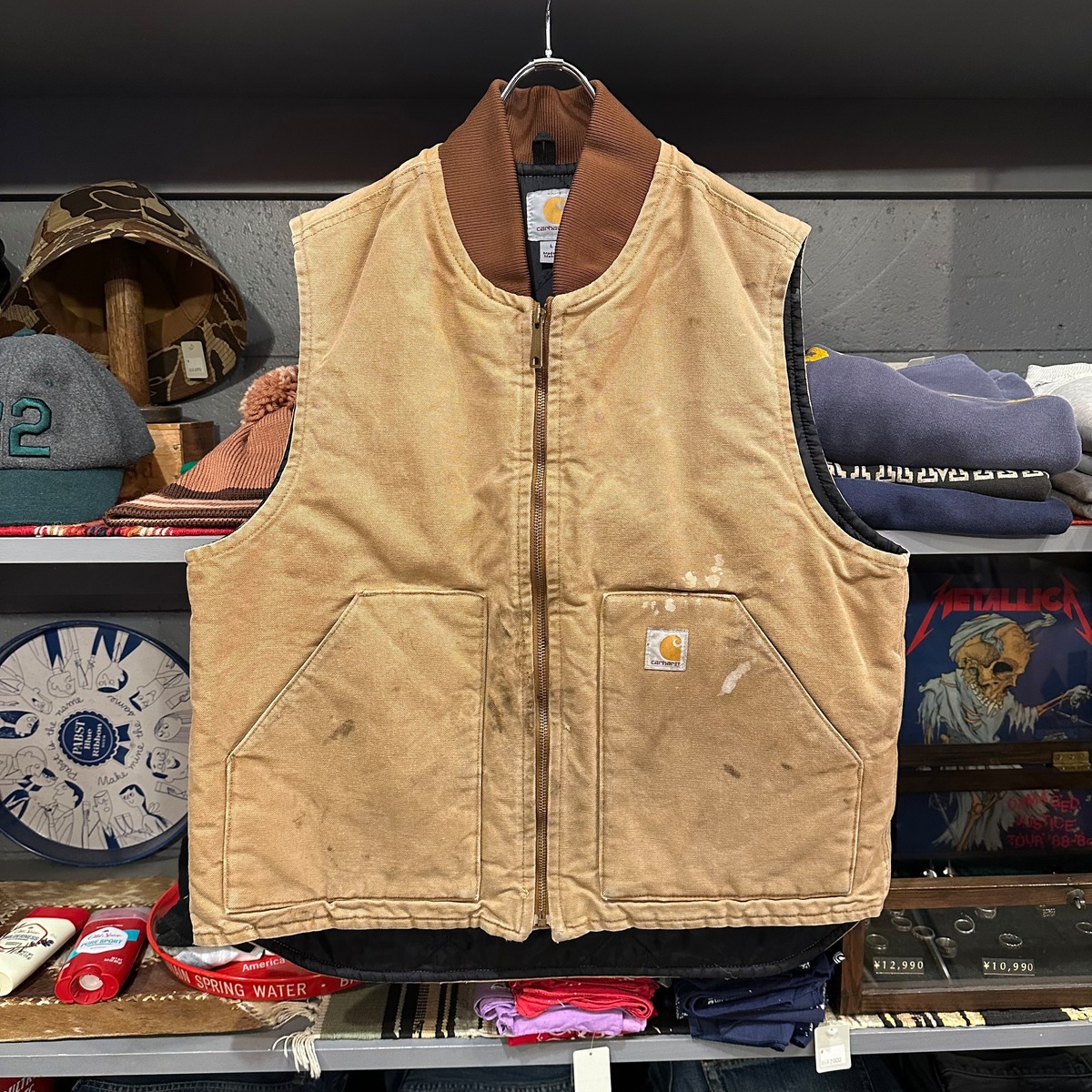 Vintage Carhartt Duck Vest, Men's Size L unclear Beige type Vintage Second Hand