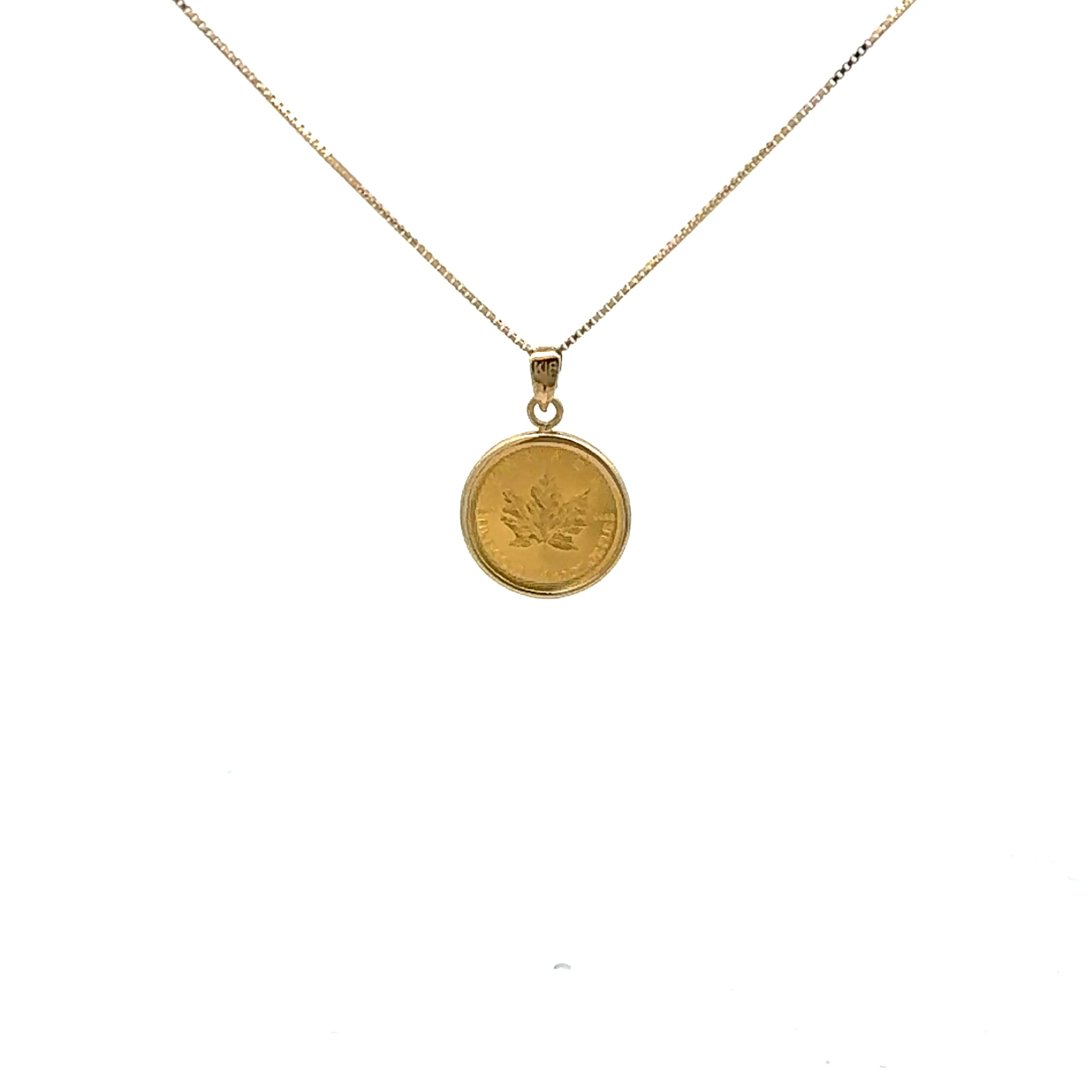 K24/K18 メイプルリーフ金貨 1/20オンス付 ペンダント＜シンプル枠＞18  