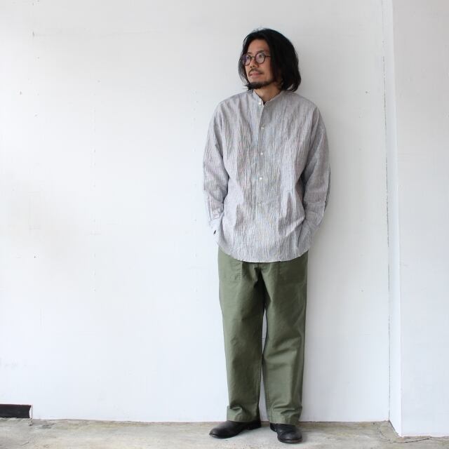 HAVERSACK リネンワッシャーアシンメトリーバンドカラーシャツ Linen