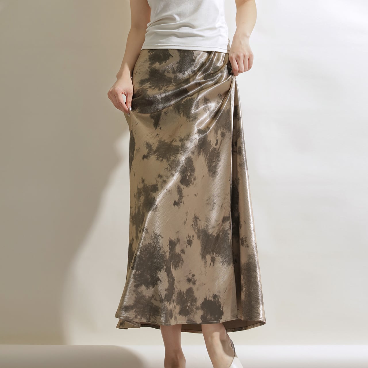 Nuanced pattern A-line skirt in 4 colors S846