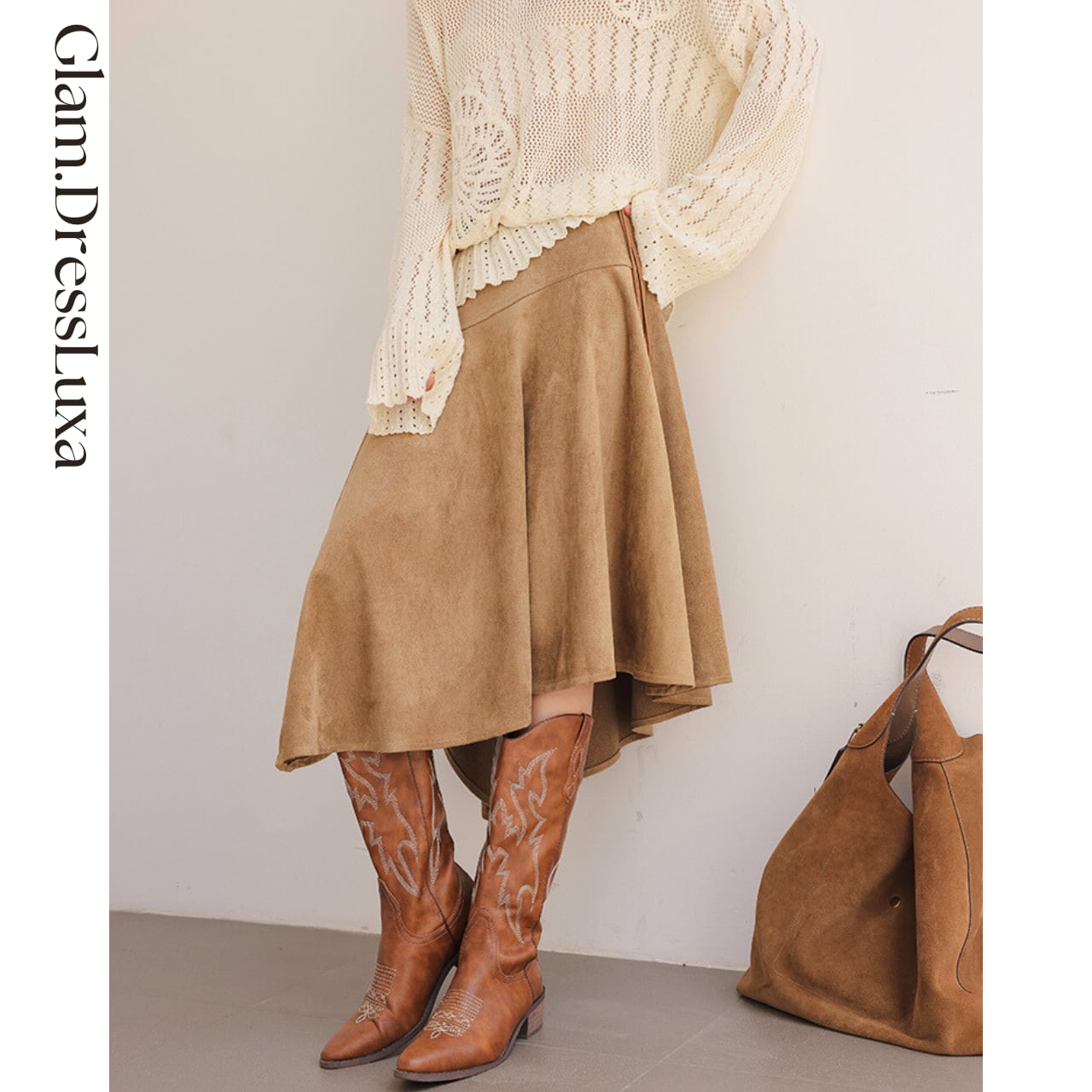 Asymmetry Suede Skirt/2color_S245