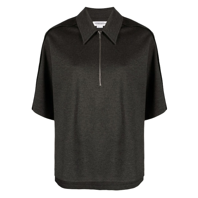 VICTORIA BECKHAM　ZIP DETAIL POLO TOP　GREY