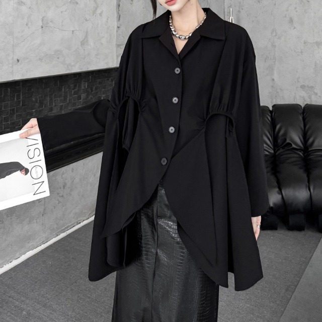 Asymmetrical Hem Flare Shirt　H0263