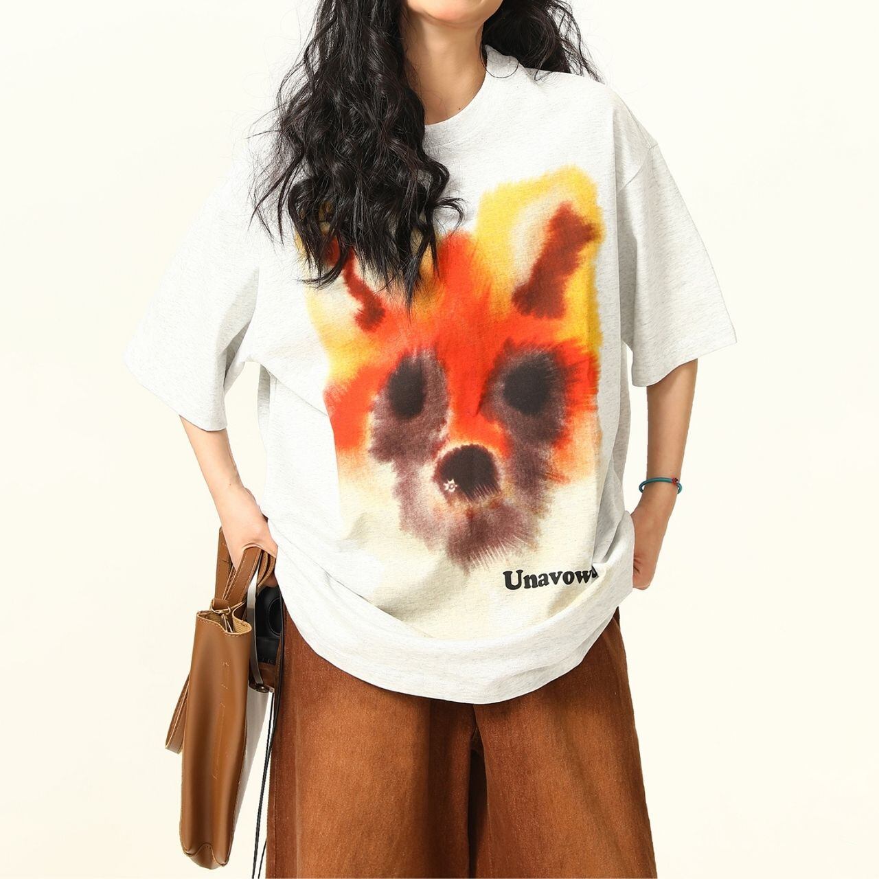 フォックスグラフィックプリントオーバーサイズTシャツ R00270