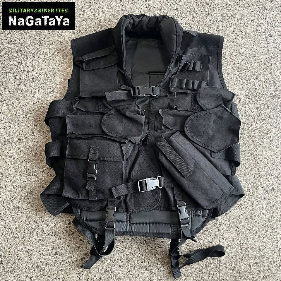 新品 ミリタリー タクティカル ベスト ブラック フリーサイズ ポリス