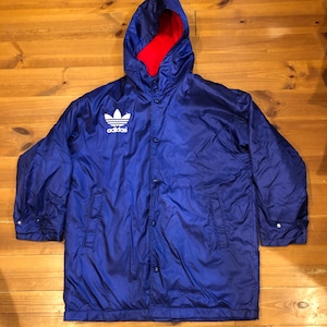 90’s adidas三つ葉内ボアナイロンロングパーカー