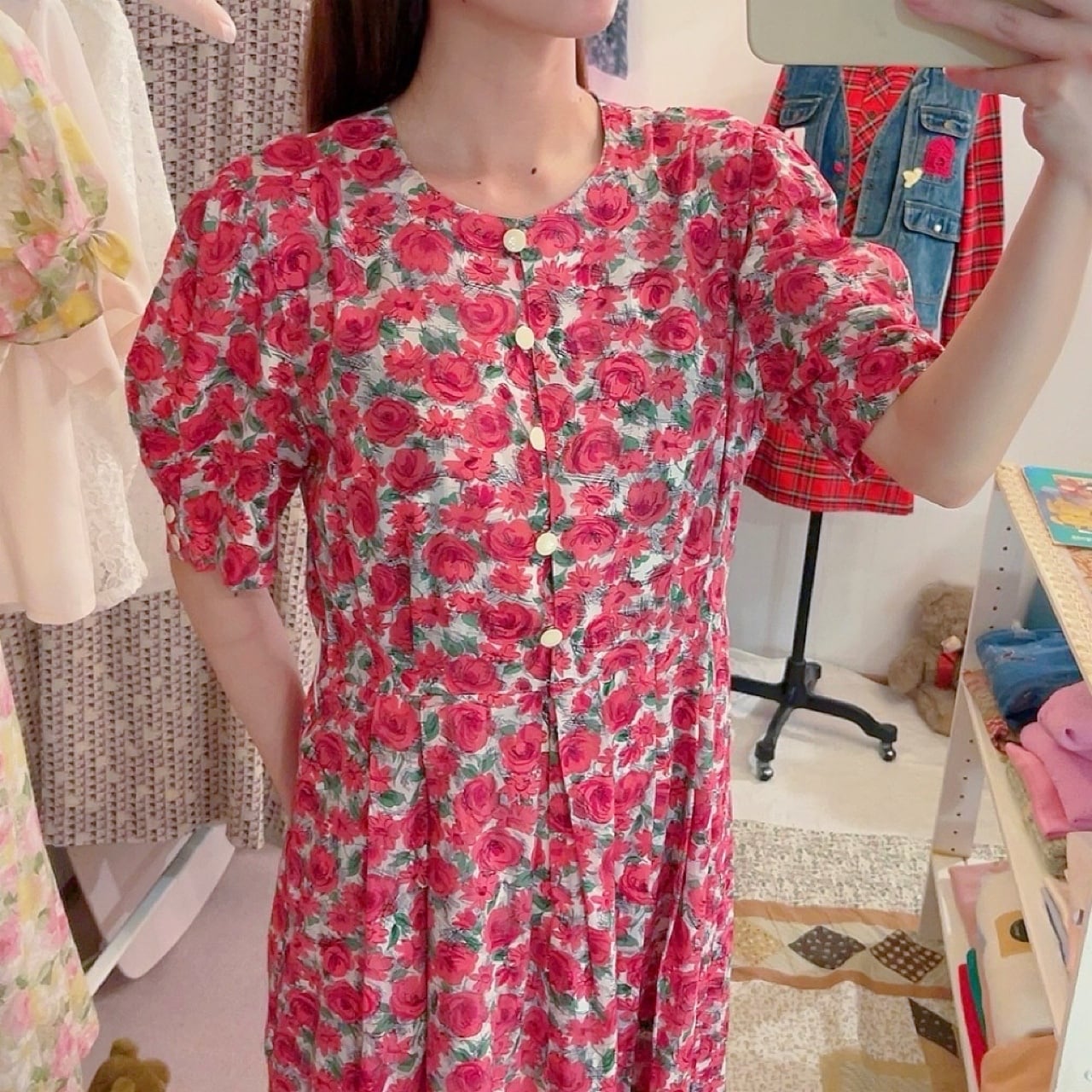 ROBERTA / pink rose garden one-piece