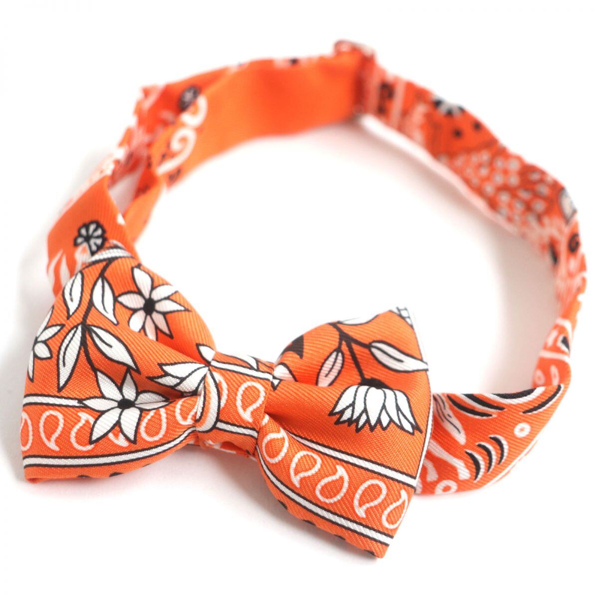 エルメス ヌーパピヨン 蝶ネクタイ リボン オレンジ ブラック グリーン