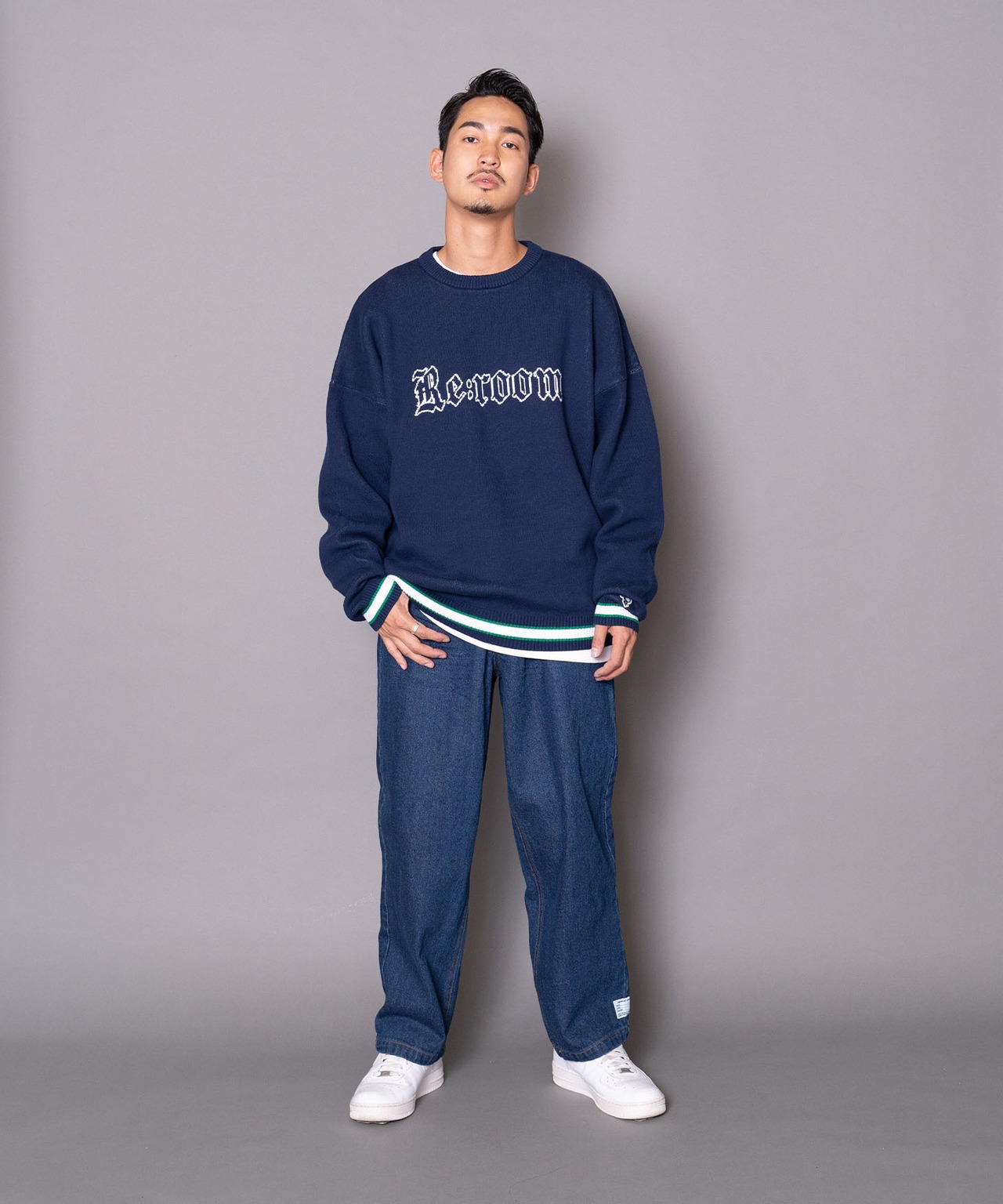 【#Re:room】＃RE:ROOM NEW YORK LOGO BIG CREW KNIT［REK106］