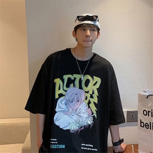 【トップス】アルファベットカートゥーン韓国風ファッション半袖Tシャツ21716920N